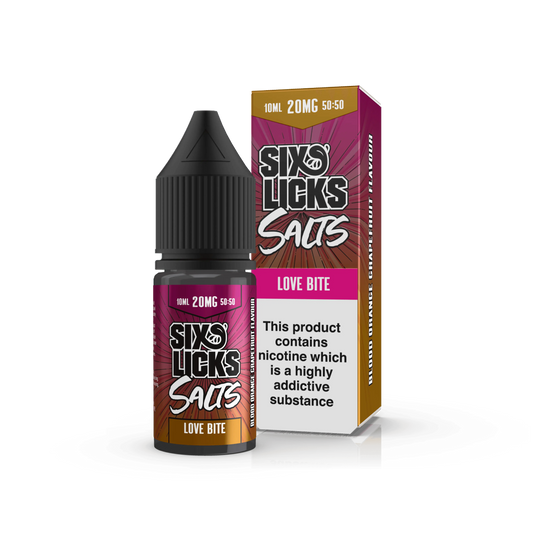 LOVE BITE NIC SALT E-LIQUID BY SIX LICKS SALTS